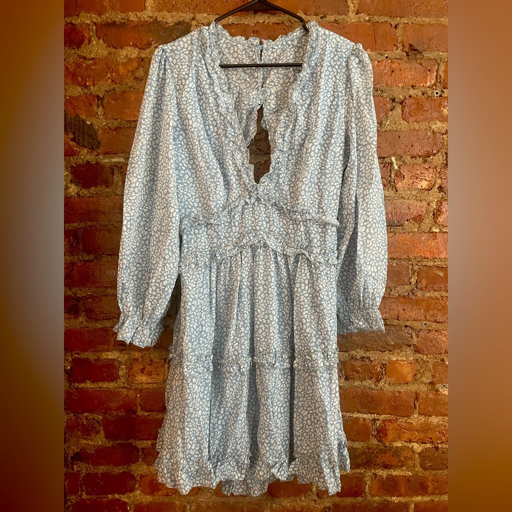 Blue floral Amazon size L dress.